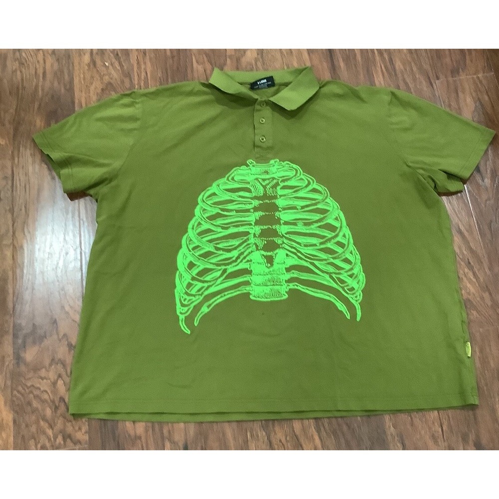 Pleasures Men's Ribs S/S Performance Stretch Polo Shirt Green •XL